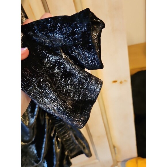 Ronny Kobo Womens Yarden Black & Gold Metallic Velvet Ruched Mini Dress XS - Picture 5 of 8